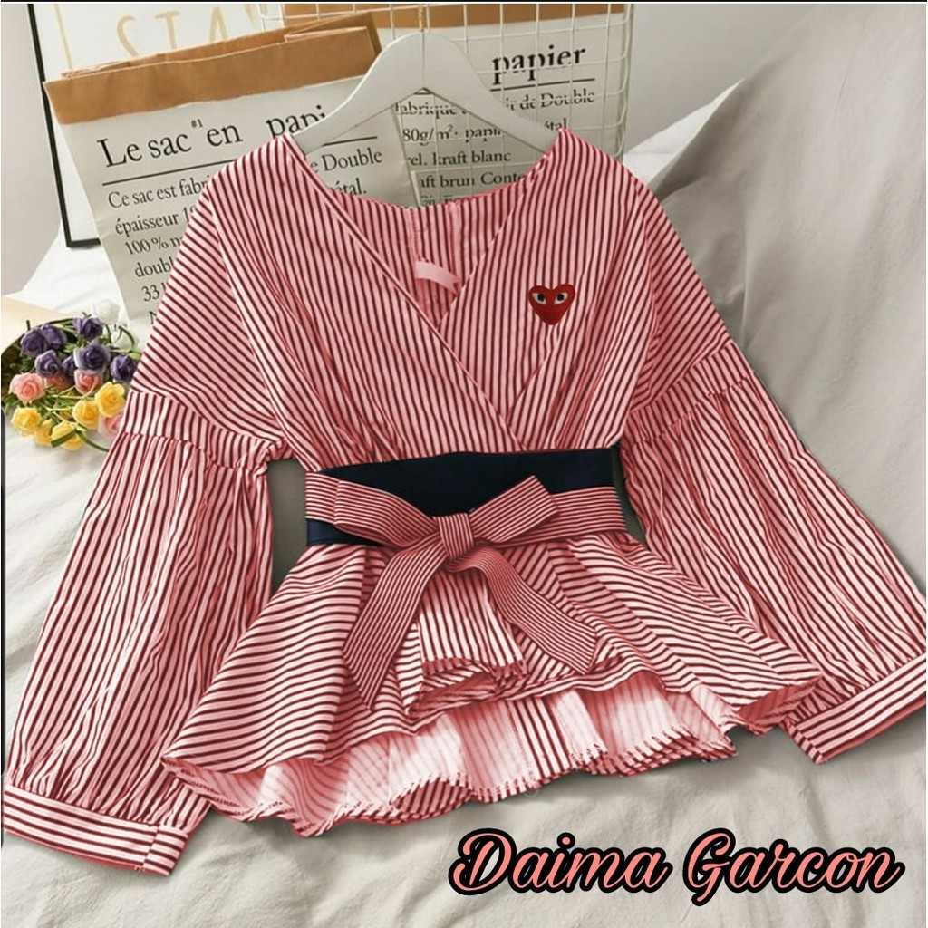 *[HNFK] Blouse Korea / Blouse Wanita Terbaru / Atasan Korea Termurah / Blouse Motif-DAIMA MERAH