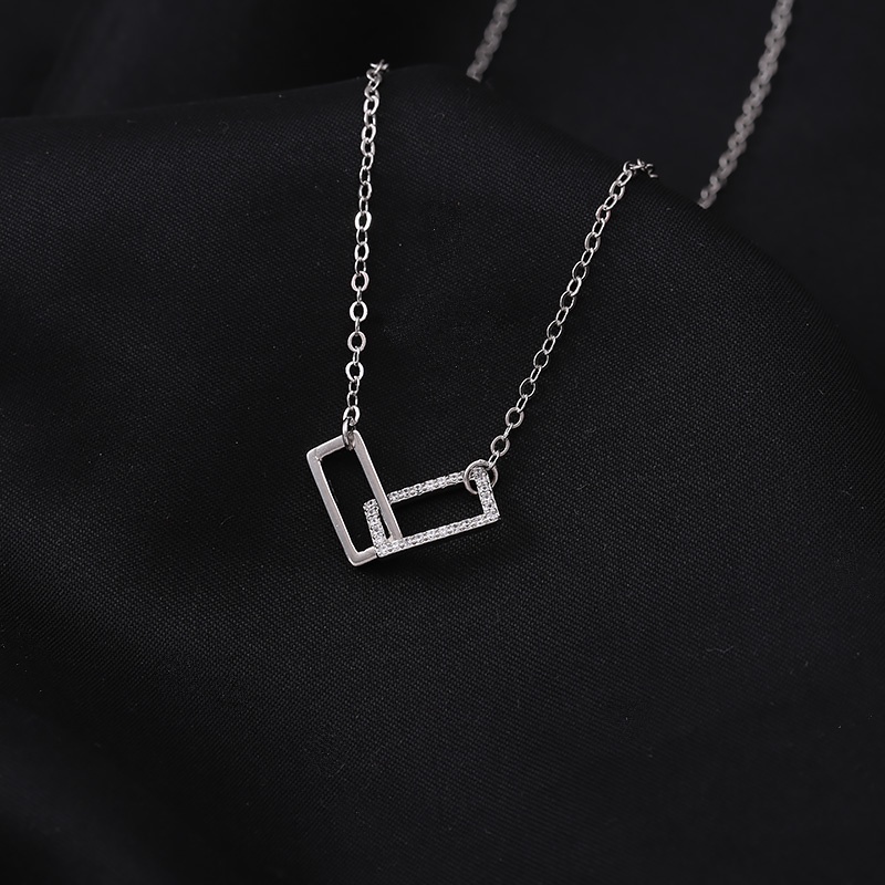 Charm Geometry Crystal Pendant Necklace Kalung Korea Rectangular Clavicle Chain Necklaces for Women Jewelry Gift