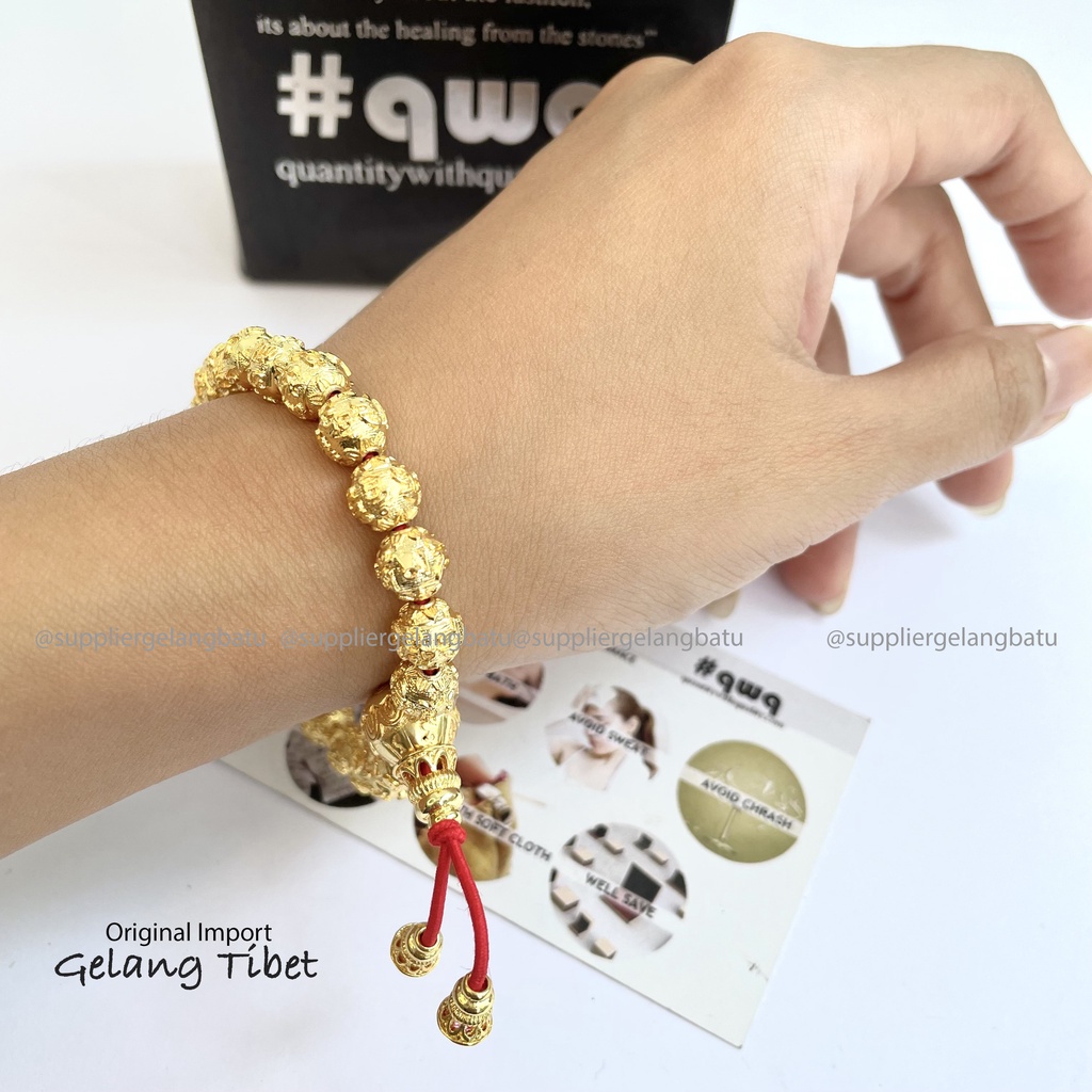 Gelang Tibet Import Original Guci Gold Silver Gelang Keberuntungan China Anti Karat Tali Merah