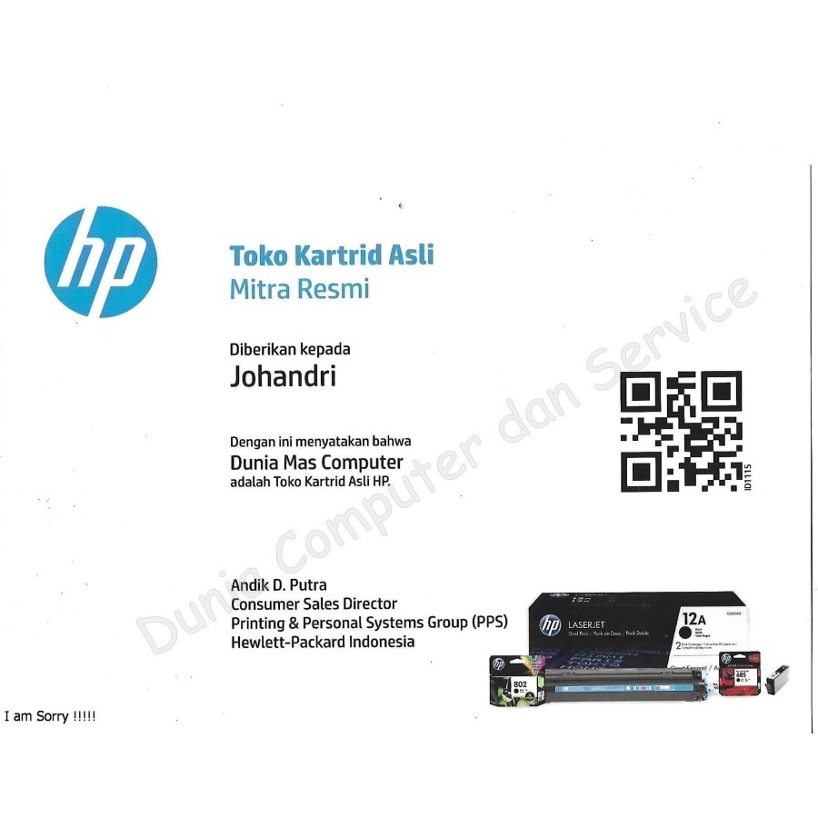 Tinta HP 920XL Black Original , tinta printer HP ori