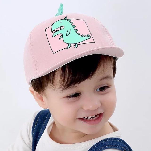 (Kiddiwear) ❤️Topi Anak Laki-laki / Perempuan Motif Kartun Dinosaurus Adjustable-Pink