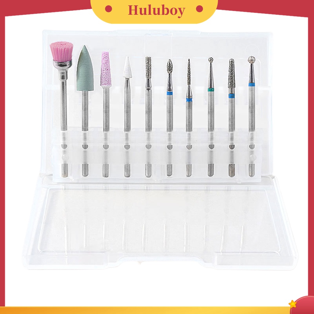 Huluboy Huluboy♡ 10pcs / Set Mata Bor Kuku Bahan Alloy Tungsten Untuk Manicure