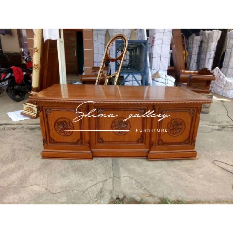 Meja kerja / Meja kantor kayu jati / Meja kerja mebel jepara