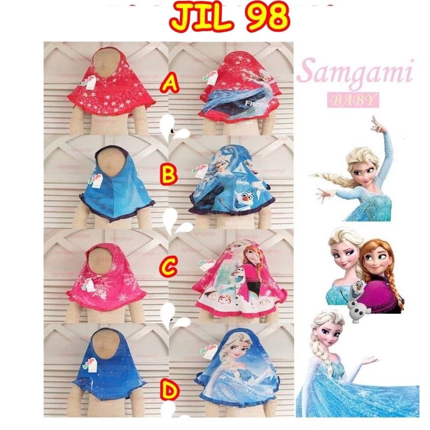 JIL98 JILBAB ANAK FROZEN / HIJAB ANAK / KERUDUNG INSTANT ANAK / HIJAB INSTANT ANAK