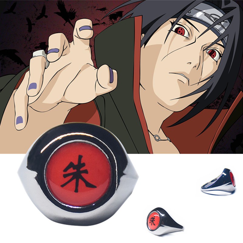 Set Cincin Cosplay Anime Naruto Akatsuki Itachi Bahan Metal Untuk Hadiah