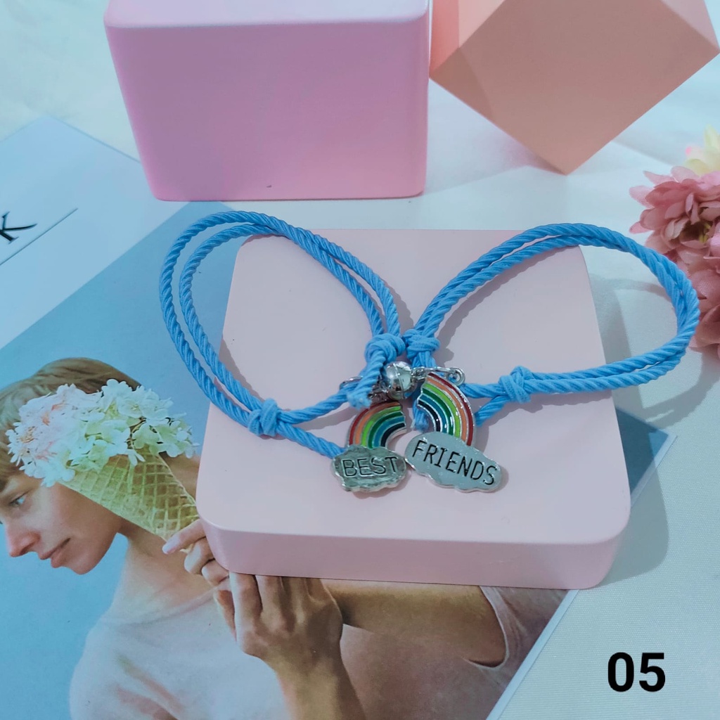 2 Pcs SET Gelang  Karet Magnet Desain Astronot Kuromi Cinnamoroll Untuk Pria Dan Wanita Gelang Magnet-MBEST-05
