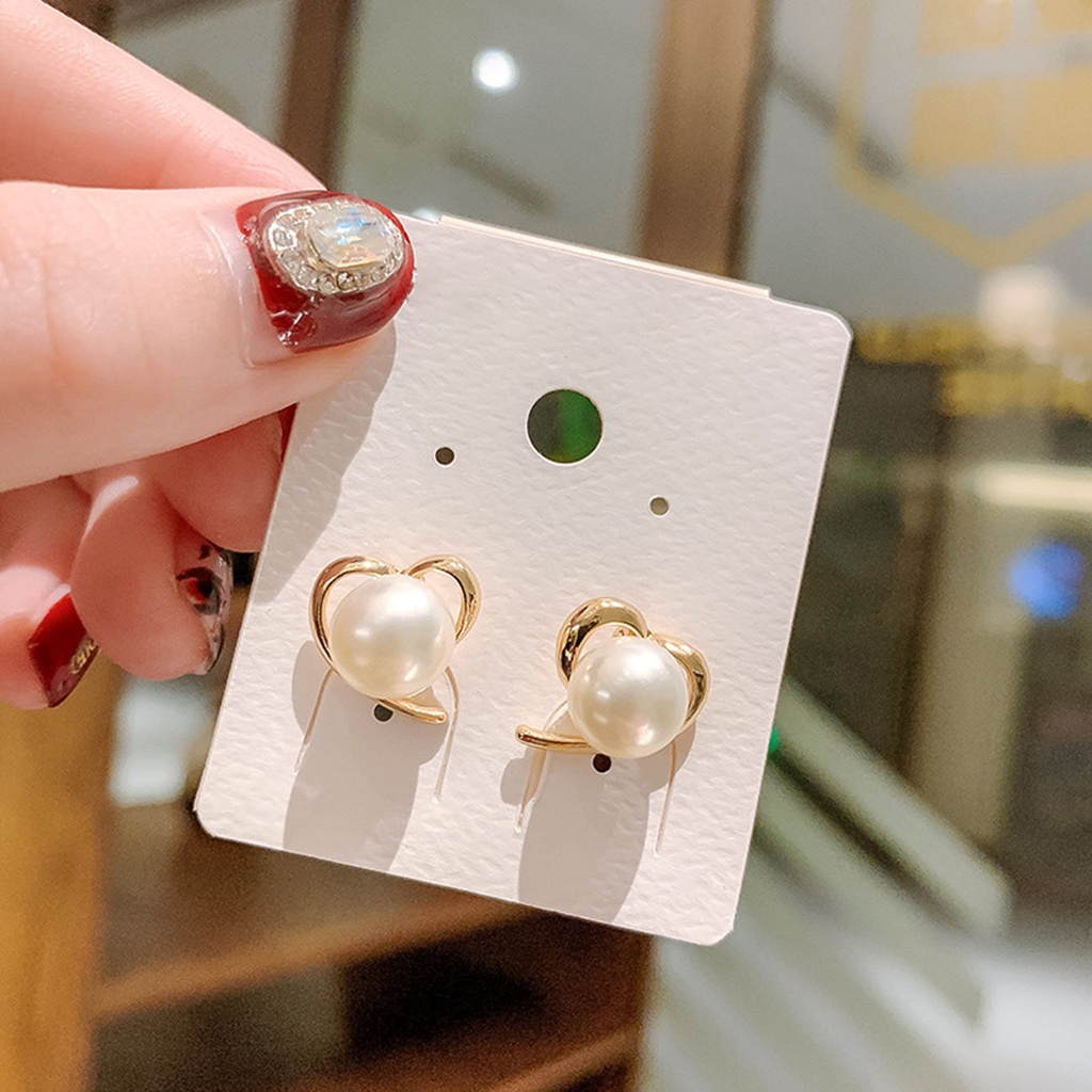 Hu Hu Hu Hu Hu Alat Bantu Pasang Kacamata♡ Anting Stud Geometris Aksen Mutiara Imitasi Bahan Alloy Gaya Korea Untuk Wanita