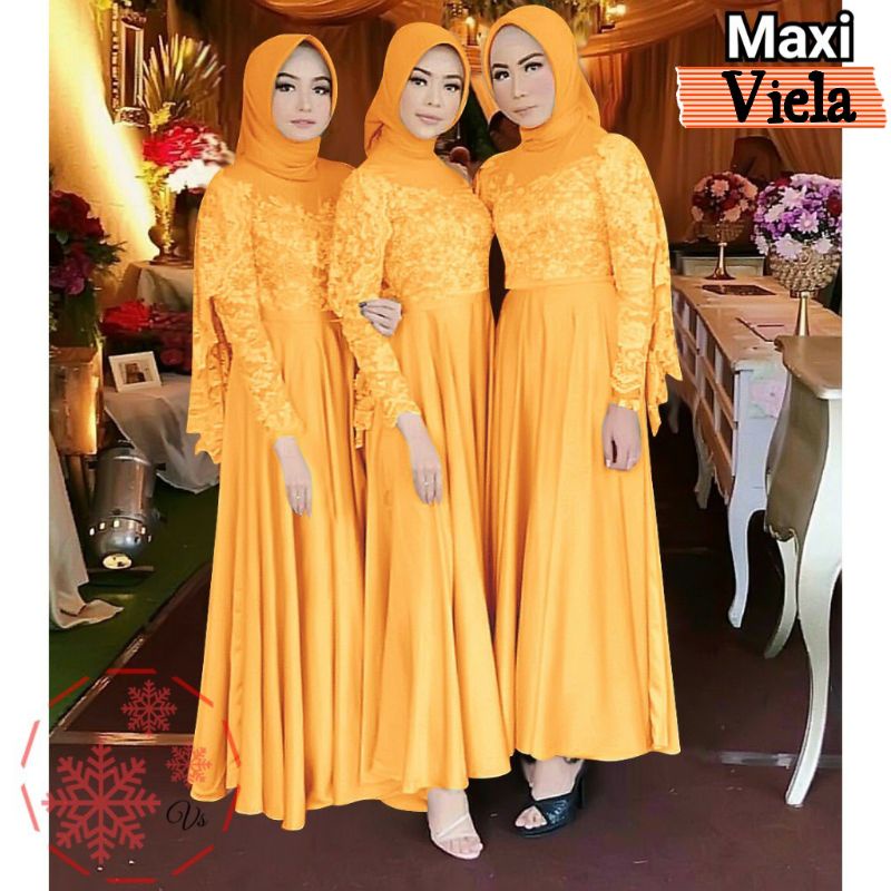 BAJU DRESS GAMIS BROKAT BRUKAT TULANG LENGAN PANJANG FASHION WANITA MUSLIM UMROH KONDANGAN SERAGAM B