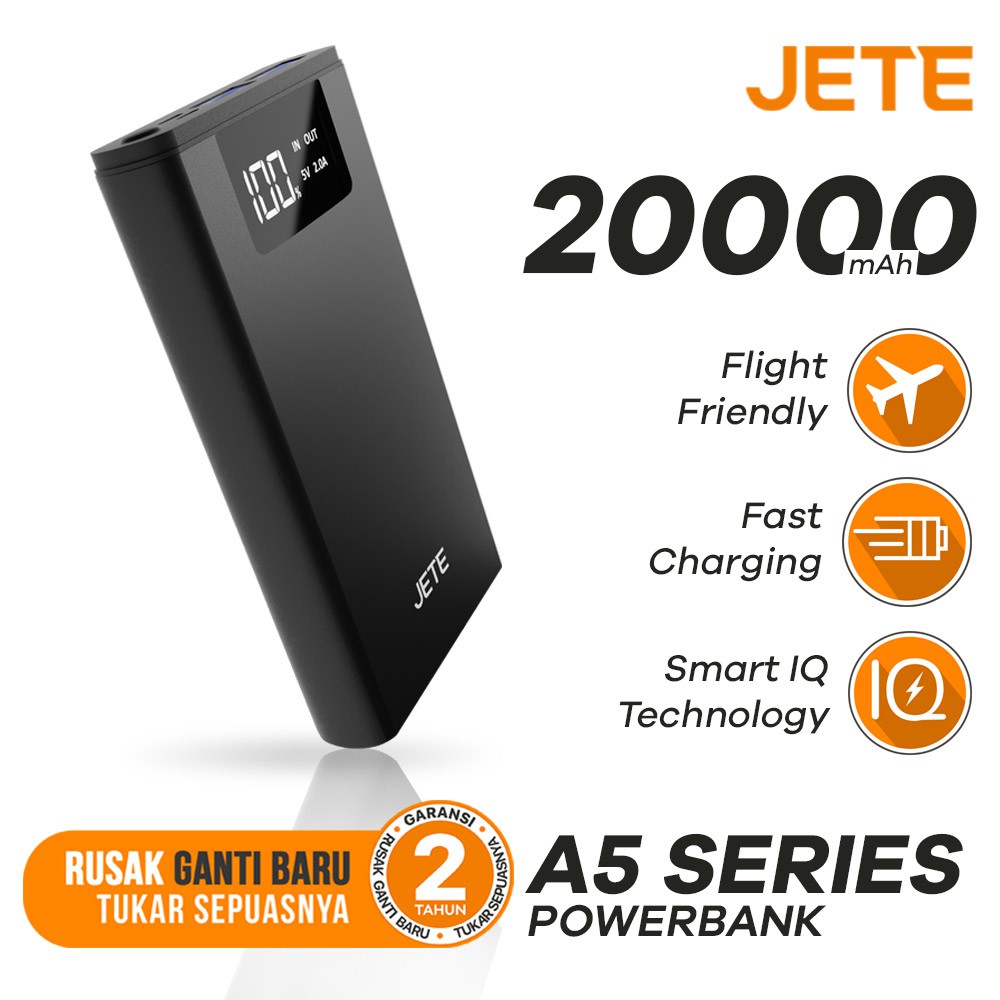 Powerbank 20000 MaH  Fast Charging  JETE A5 - Garansi Resmi  2 Tahun