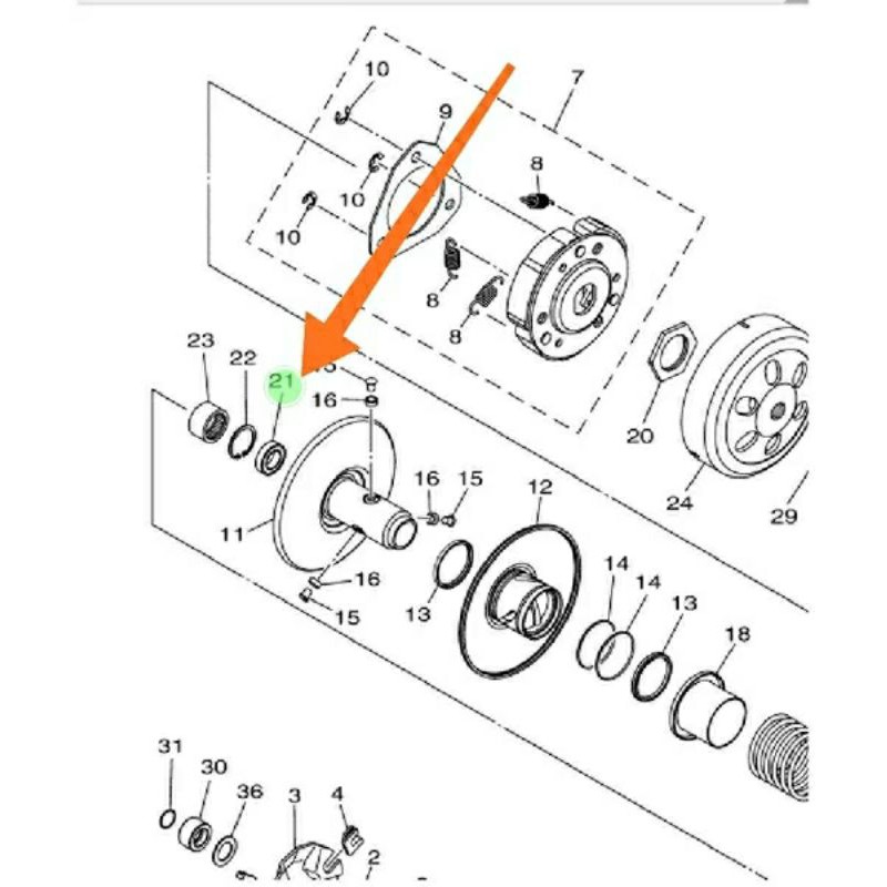 bearing laher 6902 pully puli puly secondary cvt soul gt fino xride x ride 125 ori YGP  2PH-E7678-00