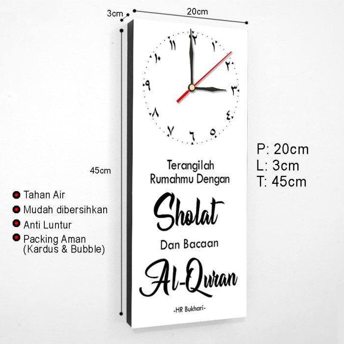 Jam Dinding Unik Quotes Motivasi Islami Hiasan Dinding Pajangan Rumah - 4, Putih-3