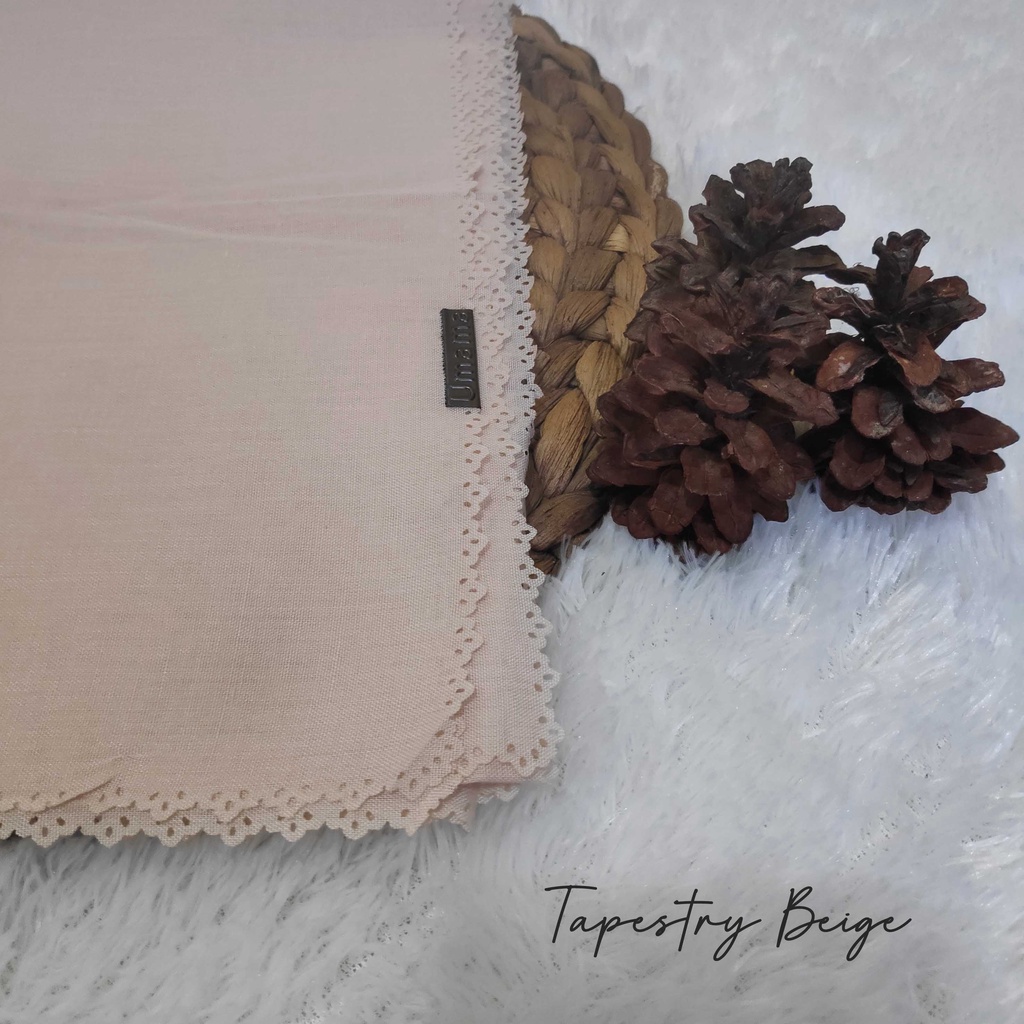 HIJAB SEGI EMPAT VOAL UMAMA LC, JILBAB LASERCUT, VOAL UMAMA, SEGI EMPAT VOAL-Tapestry Beige