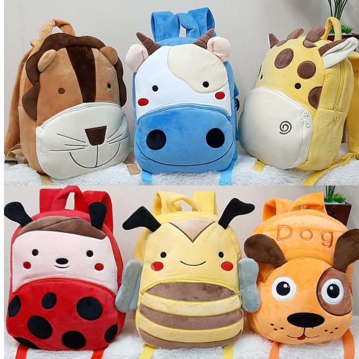 TOYSOPEDIA Tas Ransel Animal 2Resleting Lady bug Lebah Cow/Backpack Anak TK SD/Tas Motif Anak/Ransel Anak