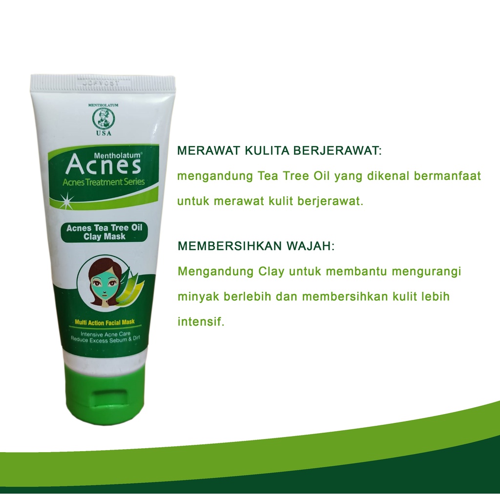 Acnes Tea Tree Oil Clay Mask Facial Masker Wajah 50gr Teatree