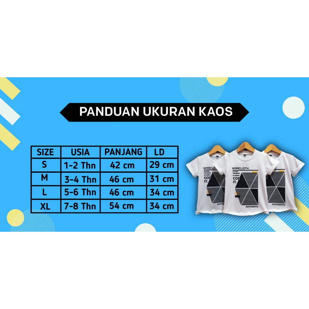 baju kaos anak kartun bahan adem kuning GRID