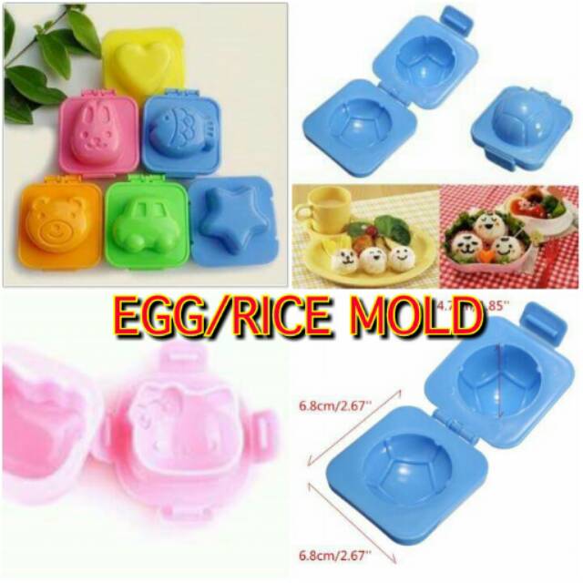 CETAKAN NASI &amp; TELUR Bento tools Egg Rice mold ball ktty star heart fish bear rabbit mobil