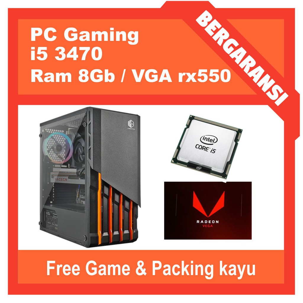 PC Gaming i5 3470 - RAM 8Gb - VGA 4GB DDR 5 pc gaming termurah