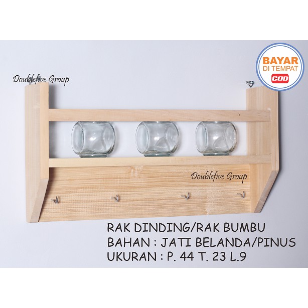 PAKET HEMAT ISI 4  RAK DINDING KAYU BUMBU BEKVAM RAK BUMBU SERBA GUNA RAK DINDING KAYU BIRCH SOLID