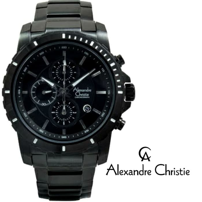 Jam Tangan Pria Original Alexandre christie AC6141 Full Black Hitam