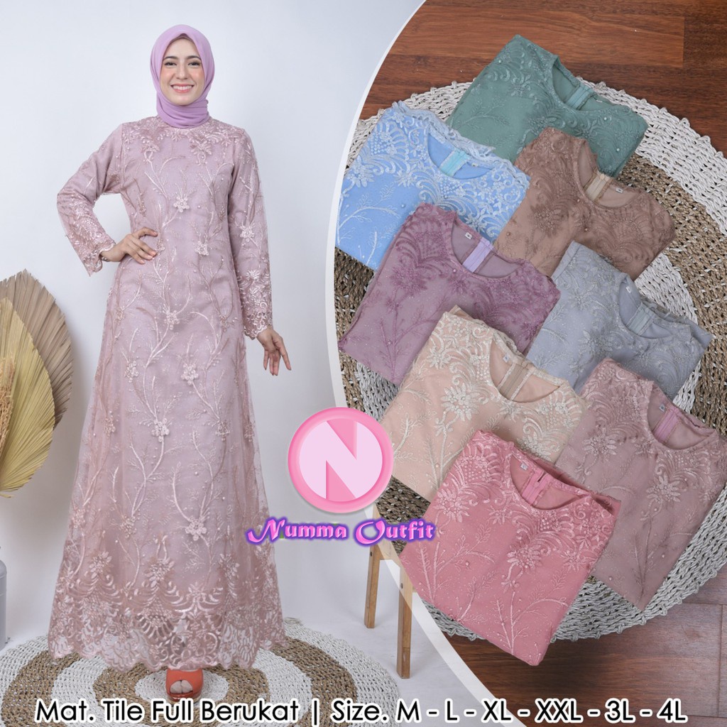 baju gamis wanita dress muslim terbaru (MODEL BARU) GAMIS BURKAT MURAH GAMIS TILE MUTIARA FULL SAMP 