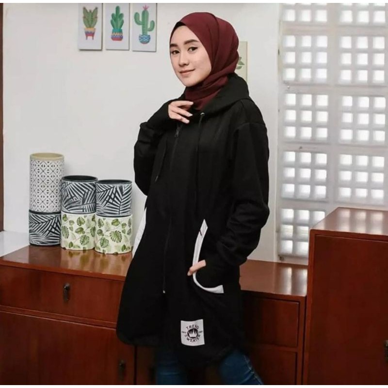 LONG RH Zipper II SWEATER HIJAB II SWEATER WANITA MURAH #LRZ