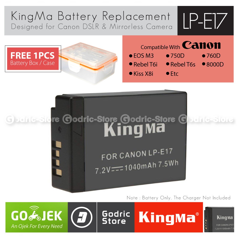 KingMa Baterai LP-E17 Canon Battery EOS M6 Mark II, M3 M5