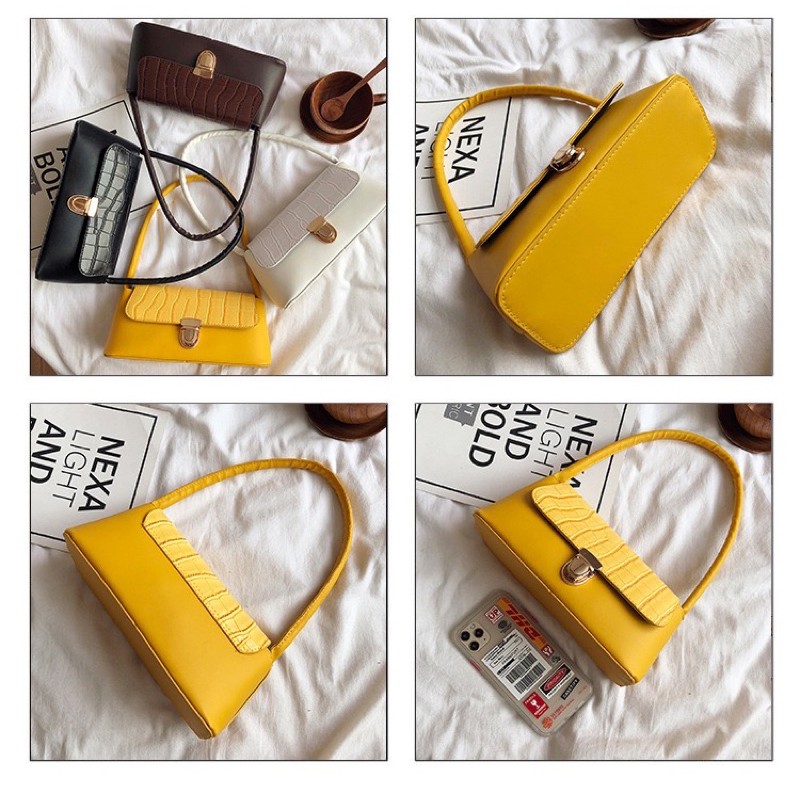 TAS WANITA 3031 -  TAS RETRO  CROCO  VINTAGE  SHOULDER BAG WANITA IMPORT TASBATAMRZ - C