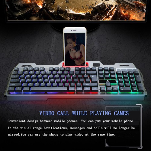 KYB-014 Keyboard Gamer Professional Gaming Kabel RGB Backlit Lampu LED Perpaduan Metal PC L