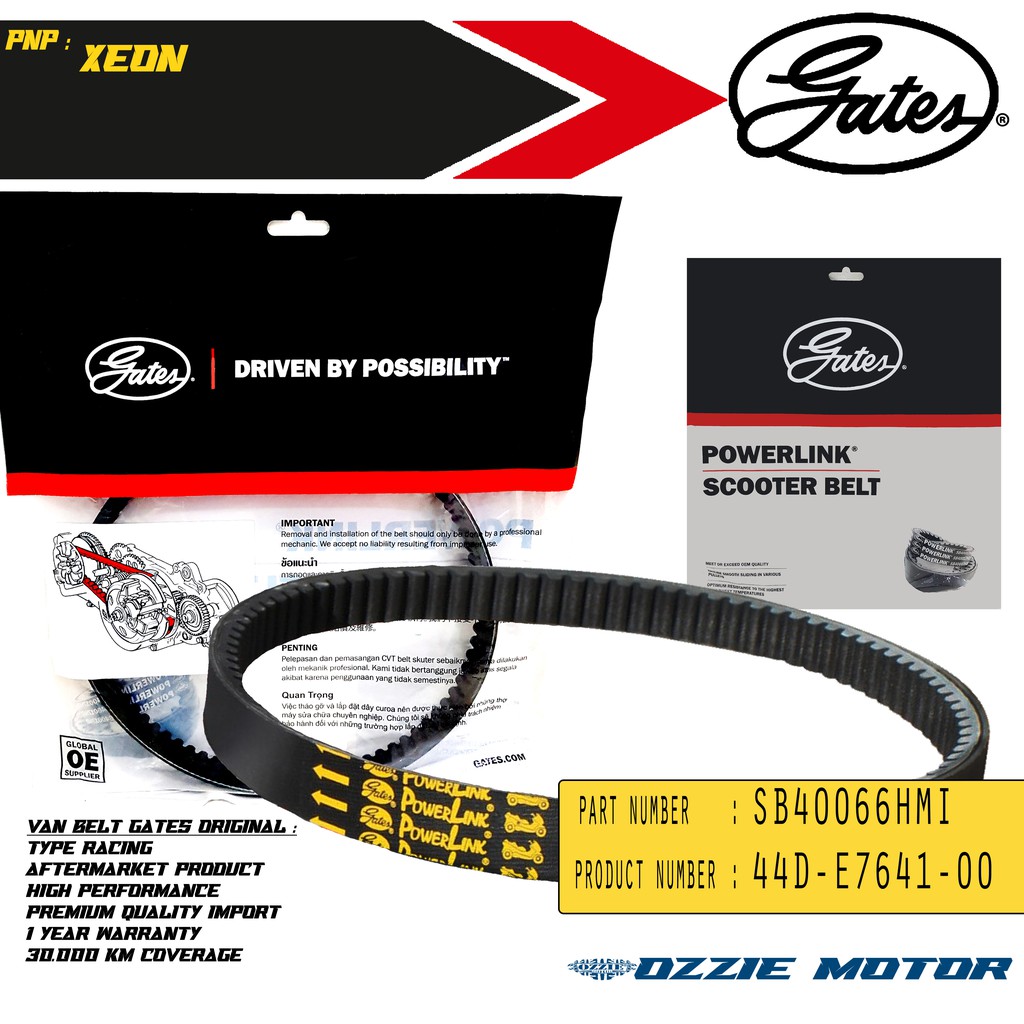 VAN BELT GATES VANBELT V BELT VBELT V-BELT GATES POWERLINK 44D-E7641-00 | SB40066HMI YAMAHA XEON VANBELT RACING 100% ORIGINAL