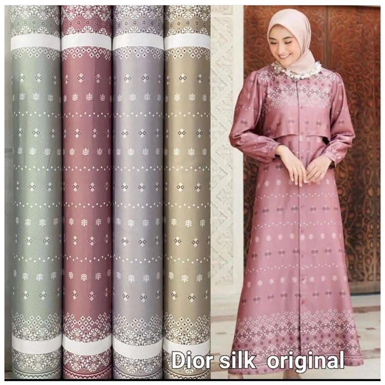 Kain silk dharmawangsa LL motif vanilla hijab | kain satin