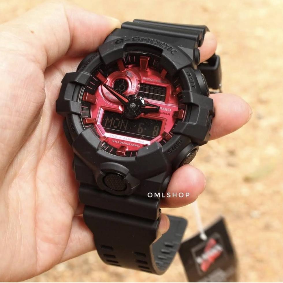 "COL.08Ap22ĸ" JAM TANGAN SPORT NEW G-SHOCK GA-700 GA-900 RUBBER MERAH BLACK GBA800 DOUBLE TIME