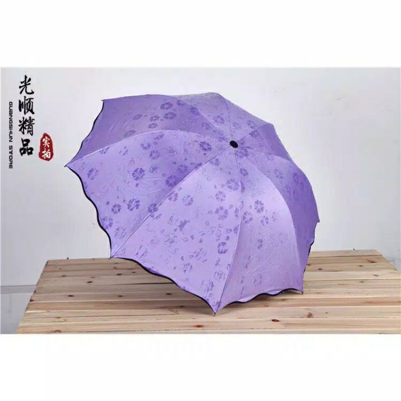 magic umbrella payung lipat 3D ajaib muncul motif jika basah anti UV