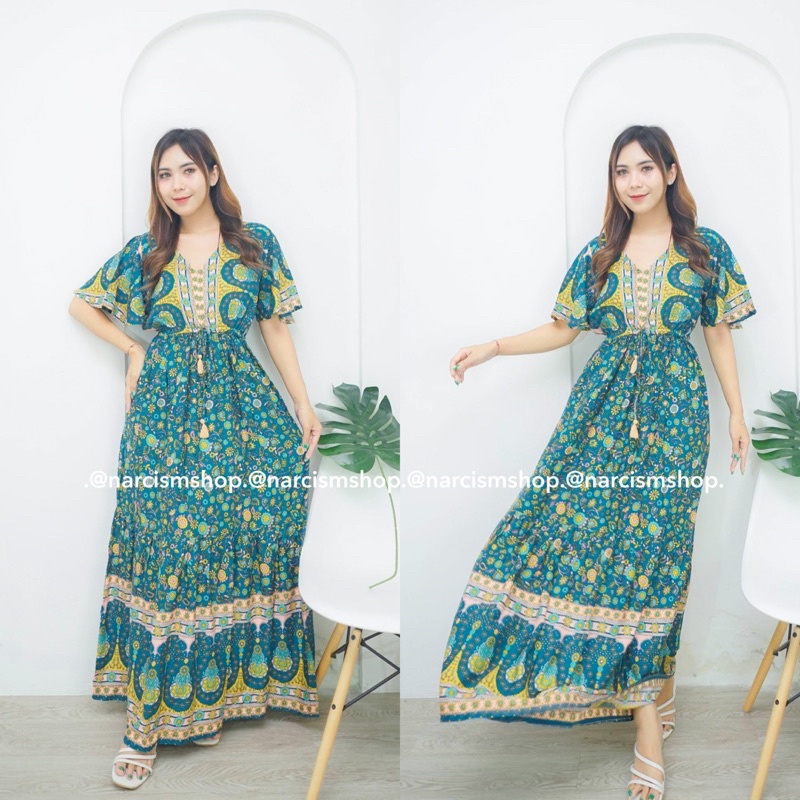 DRESS BOHEMIAN TASEL LENGAN PENDEK / PANJANG