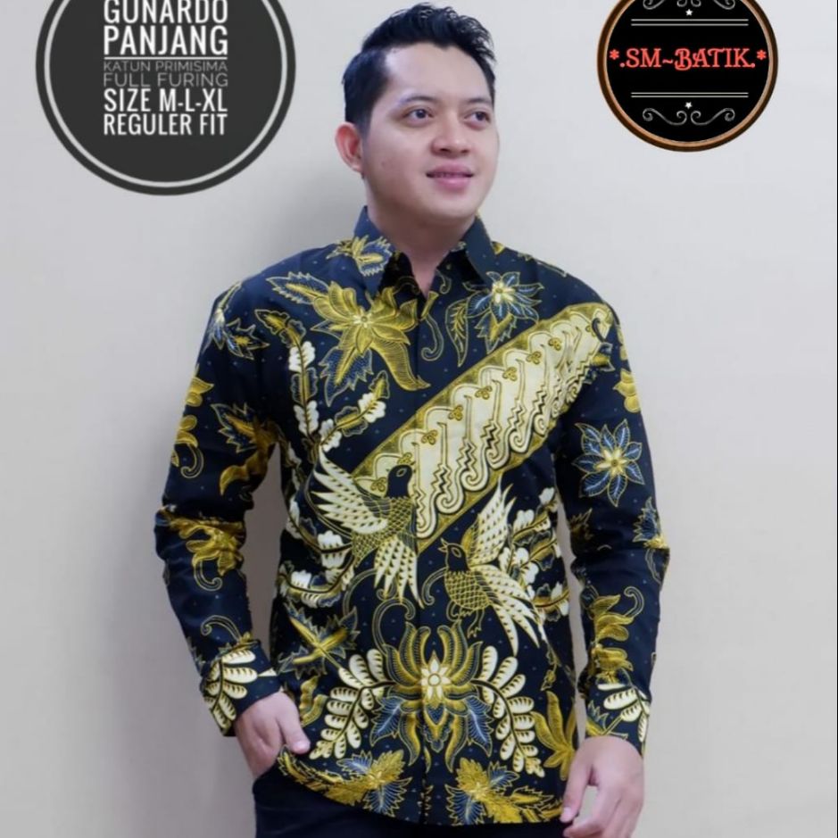 Kemeja Batik Exclusive Lengan Panjang Pria Baju Batik Lapis Furing Batik Terbaru GUNARDO PANJANG