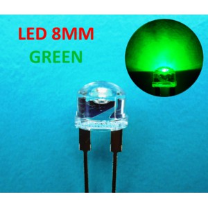 LED 8mm Straw Hat Lampu Topi Super Bright 0.5W Warna Green Hijau