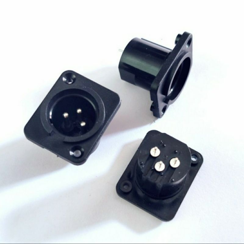 soket canon xlr male kaki lurus / soket canon male body pvc kaki lurus / soket