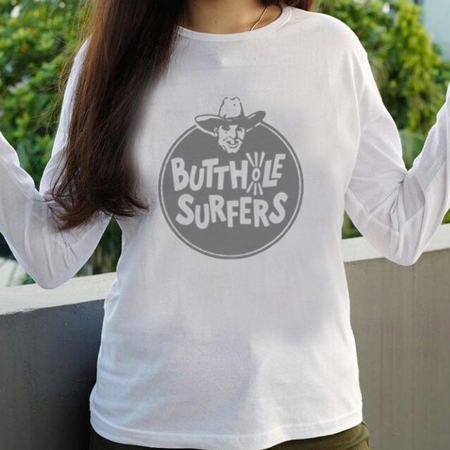 Kaos Tangan Panjang BUTTHOLE SURFERS Tshirt Casual Bahan Katun Unisex T-Shirt