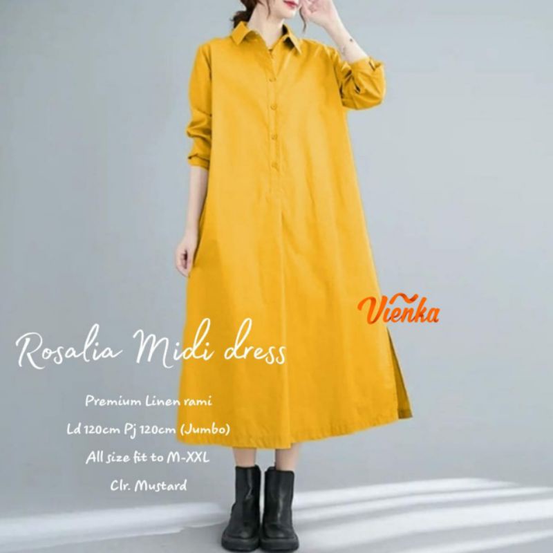 Rosalia midi dress katun linen jumbo xxl ld 120