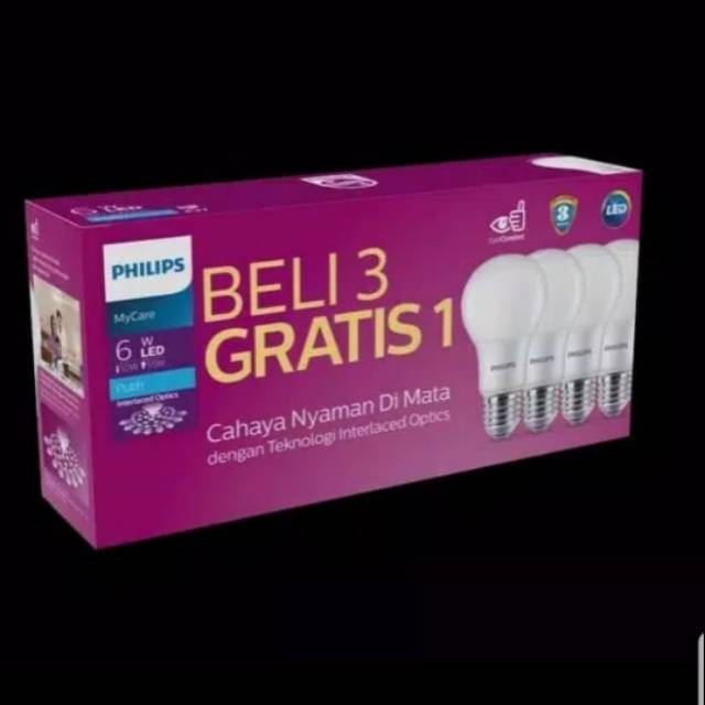 Lampu Philips Led Paket 6w 6 watt Bohlam Philips 6 w led Bulb Phillips