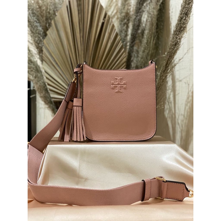 Tas Tory Burch Thea Mini Web Shoulder Bag Pink Moon New Original