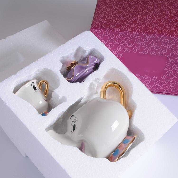 Set Teko Cangkir Teh Beauty and The Beast LanBeiJia  Keramik