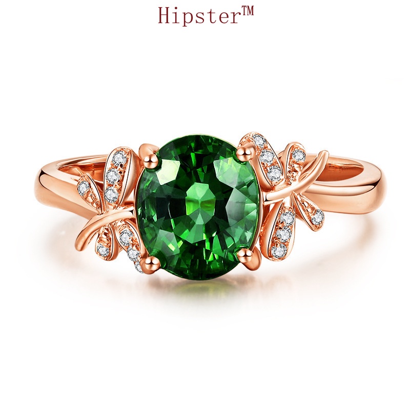 Hot Sale Top-Selling Product Fashion Emerald Butterfly Adjustable Ring