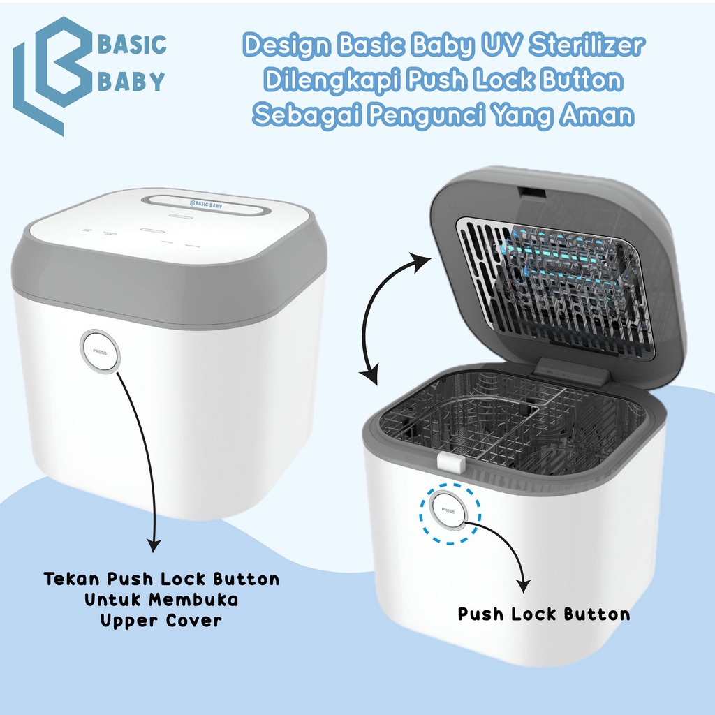 BASIC BABY BOX MULTI FUNCTIONAL UV STERILIZER - STERIL BOTOL UV BAYI (Mesin Steril UV untuk Botol Susu Perlengkapan Bayi dengan Dryer Sterilisasi)