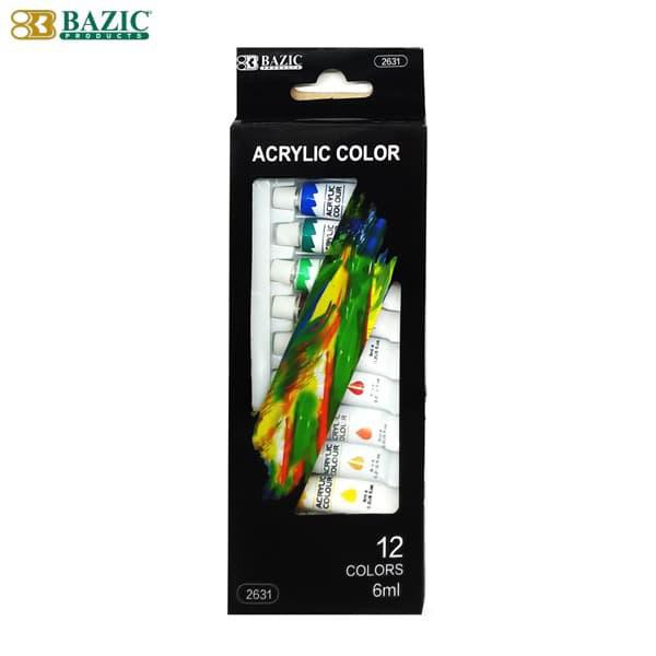 

PROMO - Bazic Acrylic Paint Set 12 Colours 6ml - Cat Akrilik