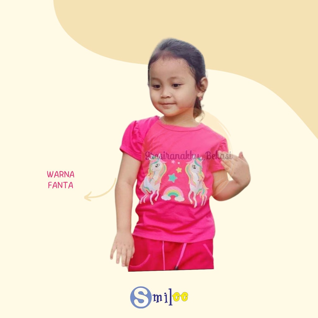 Atasan Anak Smilee Motif Pink Fanta Kudapony Size 1-5Tahun