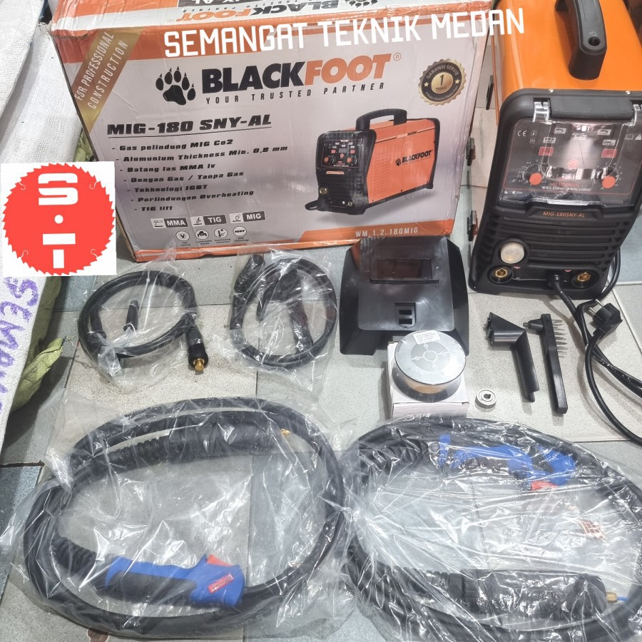 MIG180SNY MESIN TRAFO LAS MIG TIG MMA TANPA GAS CO2 180 A BLACKFOOT