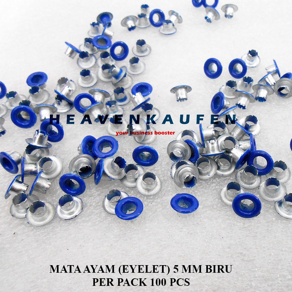 Mata Ayam Eyelet Mata Itik 5 mm Warna Biru Harga Per Pack isi 100 Pcs