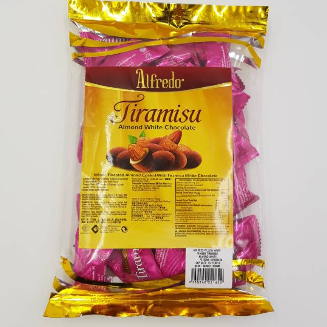 

Coklat Alfredo tiramisu Almond white chocolate 200 gram