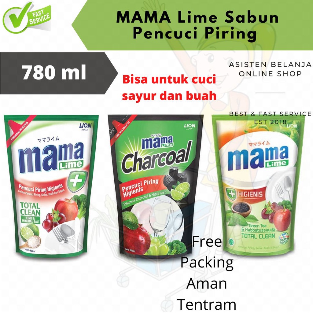 Mama Lime Lemon Total Clean Green Tea Habbatussauda / Charcoal / Lime Mineral Salt 680 ml Antibacterial 680ml