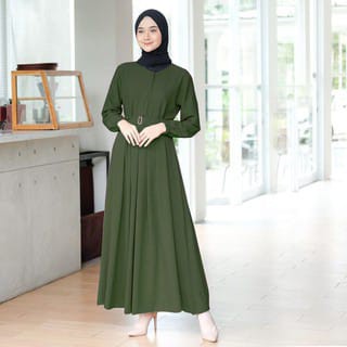 Baju Gamis Wanita Muslim Terbaru Sandira Dress cantik Murah kekinian GMS01 WN-MNA ARMY